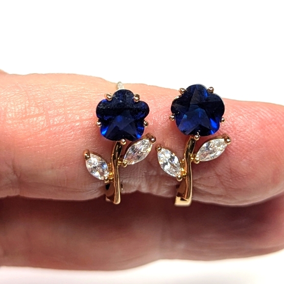 Goldtone and Rhinestone Huggie Earrings (3 Pairs) Pierced Earrings - Picture 6 of 11